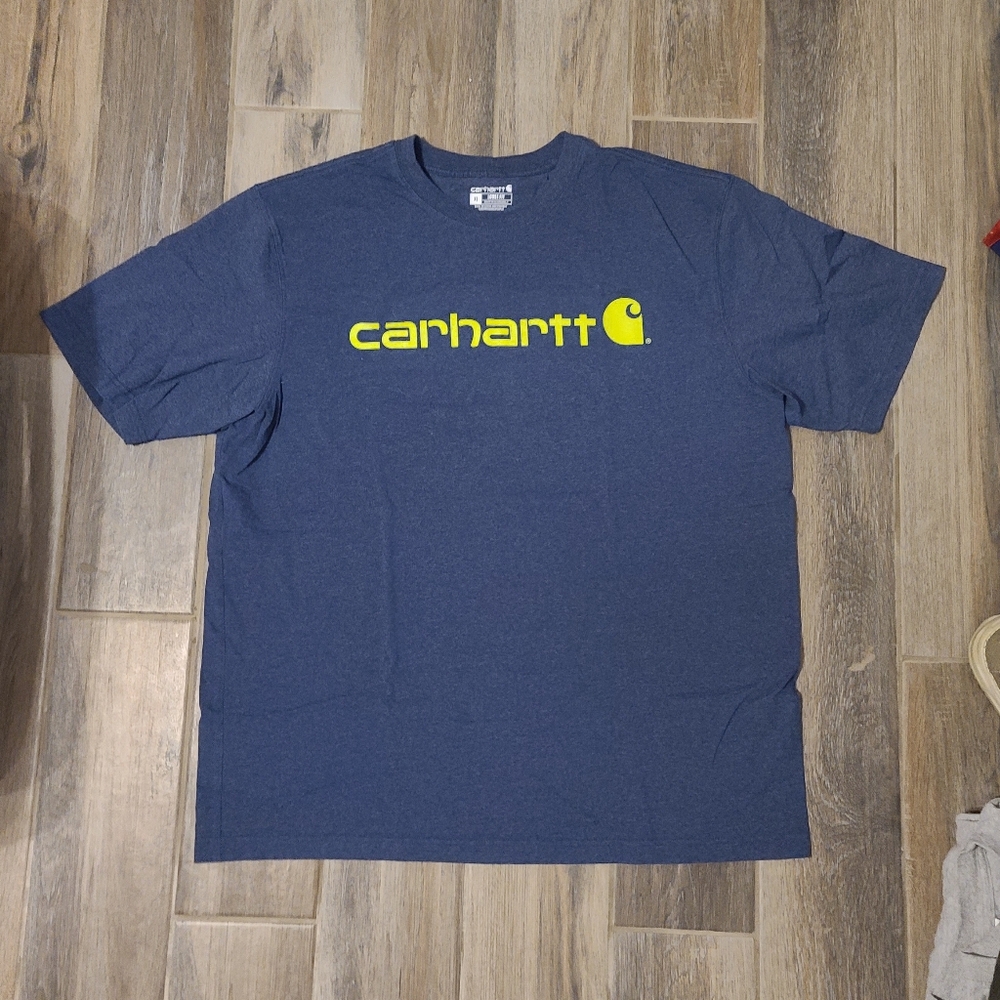 Blue Carhartt Spellout Short Sleeve T Shirt